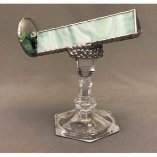Clear Vintage Glass Pedestal - Light Ocean Green Variegated Glass