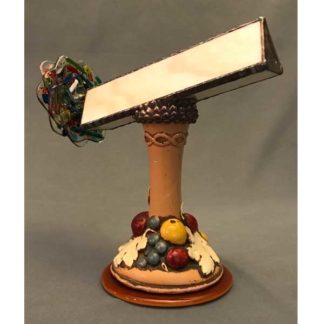 Fall Themed Pedestal - Variegated Cream Glass
