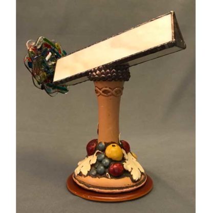 Fall Themed Pedestal - Variegated Cream Glass