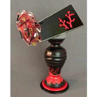 P54 Asian Inspired Ceramic Pedestal - Black Glass