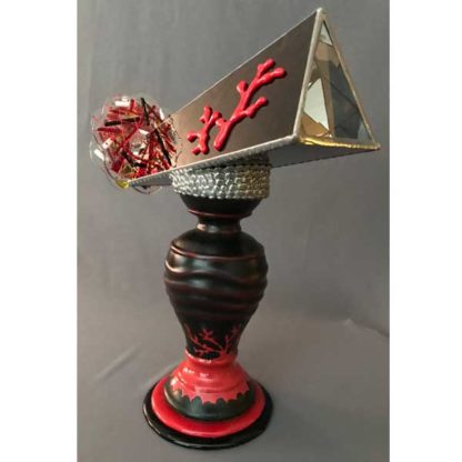 P54 Asian Inspired Ceramic Pedestal - Black Glass - Image 2