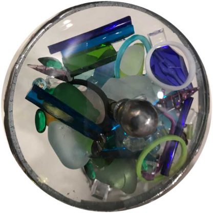 Clear Glass Pedestal - Turquoise Glass - Image 2