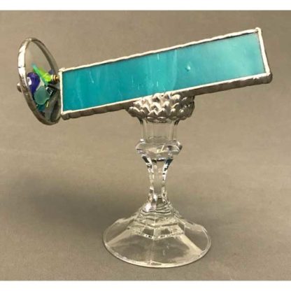 Clear Glass Pedestal - Turquoise Glass