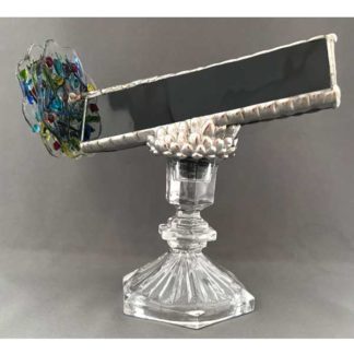 Vintage Pressed Glass Pedestal - Black Glass
