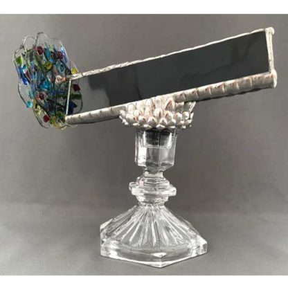 Vintage Pressed Glass Pedestal - Black Glass