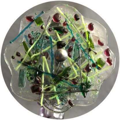 P103 Green & Purple Glass - Lavender Pressed Glass Base - Image 2