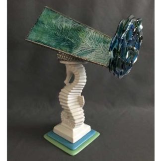 P78 White Seahorse Base - Rippled Green Glass