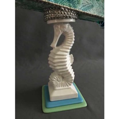 P78 White Seahorse Base - Rippled Green Glass - Image 3