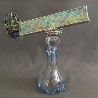 P86 Iridized Aqua Glass - Hand Made Beaded Base