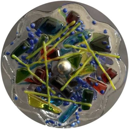 P86 Iridized Aqua Glass - Hand Made Beaded Base - Image 2