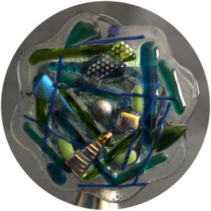 P90 Mottled Blue-Green Glass - Polished Aluminum Base - Image 2