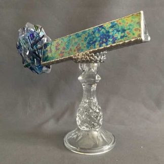 P91 Iridized Aqua Glass - Pineapple Motif Base