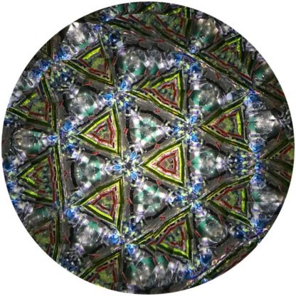 P93 Stringy Rust-Red-Green Glass - Pressed Red Glass Base - Image 3