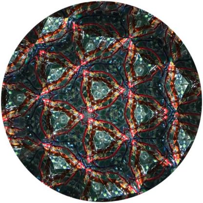 P93 Stringy Rust-Red-Green Glass - Pressed Red Glass Base - Image 5