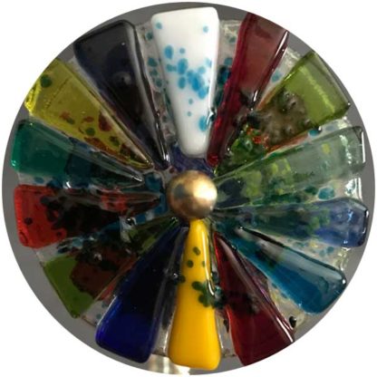 P94 Stringy Greens Glass - Iridized Amber Glass Base - Image 2