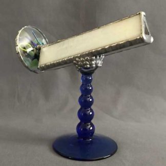 P47 Iridized White Glass - Cobalt Blue Base