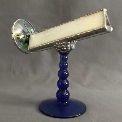 P47 Iridized White Glass - Cobalt Blue Base