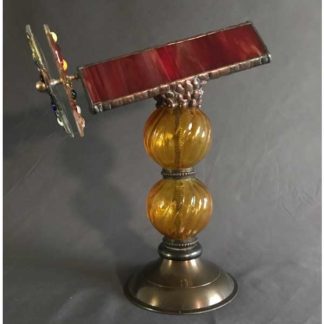 P112 Blown Glass Orbs - Marbleized Rusty Red Glass