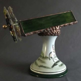P113 Hunting Scene Ceramic Base - Marbleized Forest Green Glass