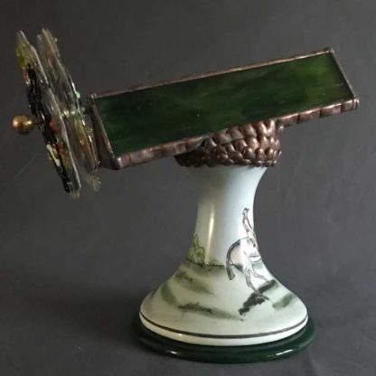 P113 Hunting Scene Ceramic Base - Marbleized Forest Green Glass