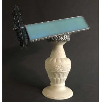 P117 Textured Base with Classic Design - Iridized Light Teal Glass