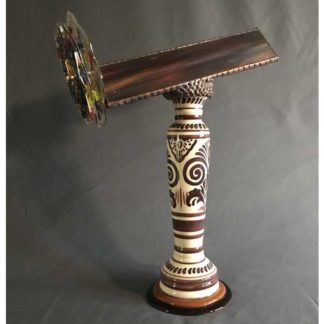 P118 Hand Thrown Mexican Ceramic Base - Marbleized Rich Brown Glass
