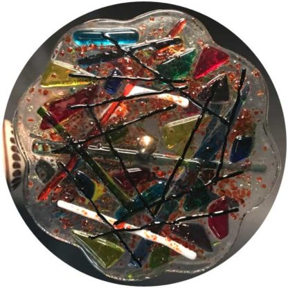 P118 Hand Thrown Mexican Ceramic Base - Marbleized Rich Brown Glass - Image 2