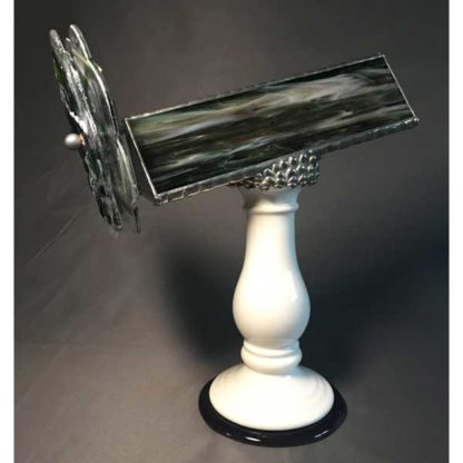 P128 White Ceramic - Green-Purple-White Streaky Glass