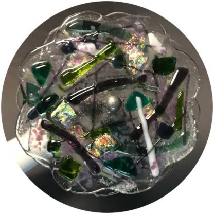 P128 White Ceramic - Green-Purple-White Streaky Glass - Image 2