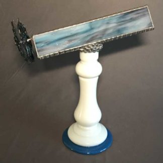 P130 Classic Milk Glass Base - Purple-Blue-White Streaky Glass