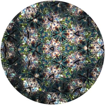 P133 Brass & Porcelain Blue Flower Base - Cobalt Glass - Image 3
