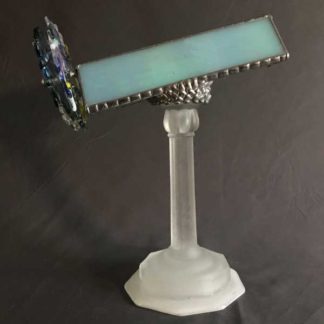 P134 Sandblased Etched Base - Iridized Light Teal Glass