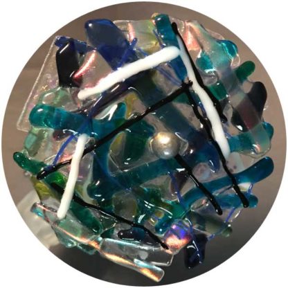 P134 Sandblased Etched Base - Iridized Light Teal Glass - Image 2